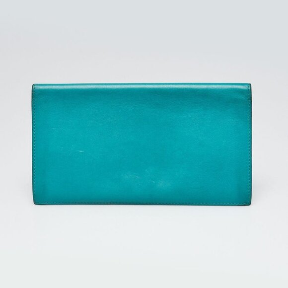 Hermes Blue Paon Swift Leather Fleming Wallet - Picture 1 of 9